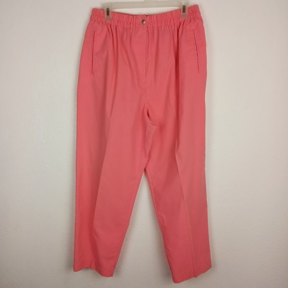 Karen Scott Women's Pink Pants Size 16 Stretch Elastic Waist Front Pockets - Picture 1 of 12